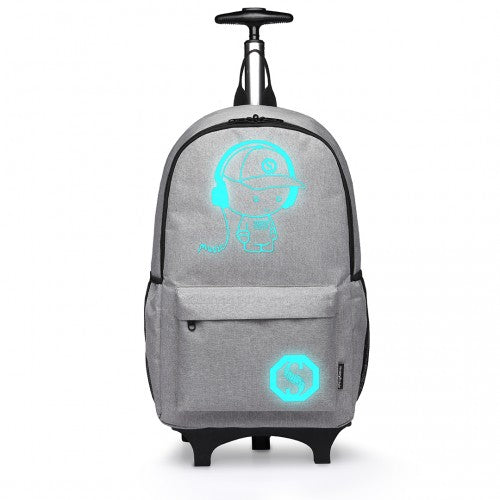 E6877 - Kono Multi-functional Glow-in-the-Dark Trolley Backpack - Grey | Neil's Luggage Store