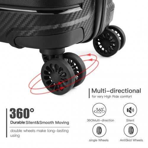 K2091L - Kono 28 Inch Multi Texture Hard Shell PP Suitcase - Classic Collection - Black | Neil's Luggage Store