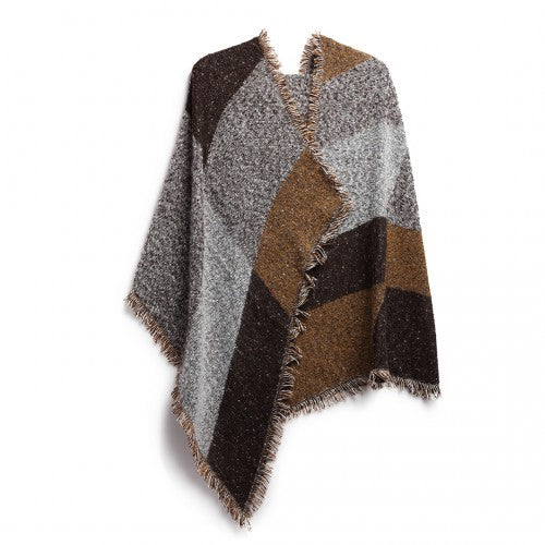 S6427 - Women Ladies Fashion Plaid Scarf Blanket Winter Warm Wrap Shawl - Coffee | Neil's Luggage Store