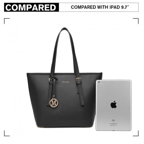 LT2054 - Miss Lulu Minimalist Tote Handbag Structured - Black | Neil's Luggage Store