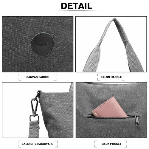 E1965 - Kono Large Canvas Unisex Messenger Bag - Grey | Neil's Luggage Store
