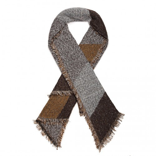 S6427 - Women Ladies Fashion Plaid Scarf Blanket Winter Warm Wrap Shawl - Coffee | Neil's Luggage Store