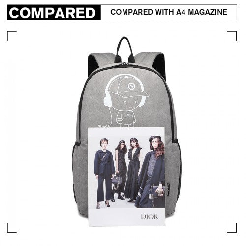 E6877 - Kono Multi-functional Glow-in-the-Dark Trolley Backpack - Grey | Neil's Luggage Store