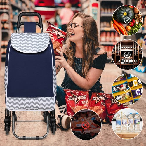 EQ2043 - Kono 6 Wheel Push Shopping Trolley - Navy | Neil's Luggage Store