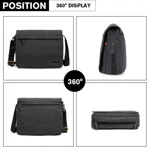 LB1925 - Kono Classic Expanding Messenger Bag - Black | Neil's Luggage Store