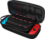 Nintendo Switch Carry Case with 20 game cartridge slots and space for Joy-Con controllers and accessories, black protective travel case
