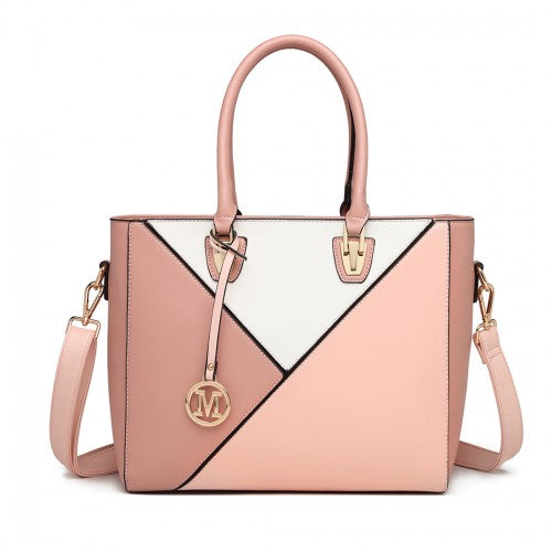 LG2013 - Miss Lulu Leather Look Geometric Ombre Handbag - Nude | Neil's Luggage Store