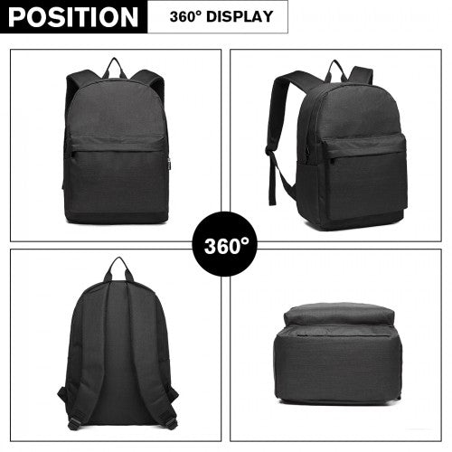 E1930 - Kono Durable Polyester Everyday Backpack With Sleek Design - Black | Neil's Luggage Store