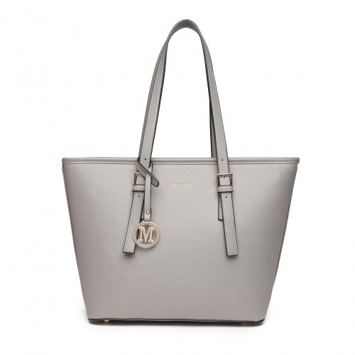 LT2054 - Miss Lulu Minimalist Tote Handbag Structured - Grey | Neil's Luggage Store