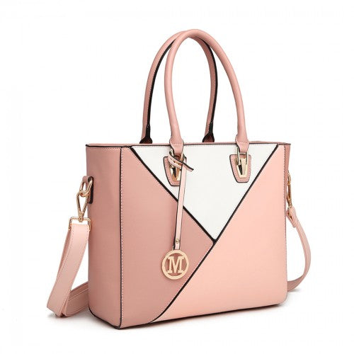 LG2013 - Miss Lulu Leather Look Geometric Ombre Handbag - Nude | Neil's Luggage Store