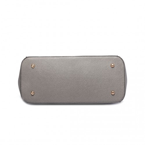 LM1642-1 - Miss Lulu Faux Leather Adjustable Handle Tote Bag - Grey | Neil's Luggage Store