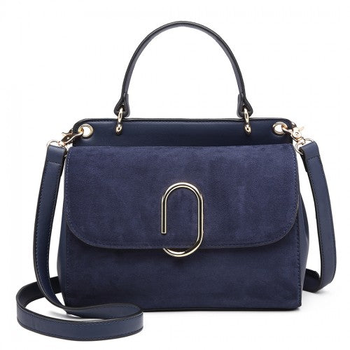 LB6871-MISS LULU STYLISH LADIES LEATHER HANDBAG SHOULDER BAG NAVY | Neil's Luggage Store