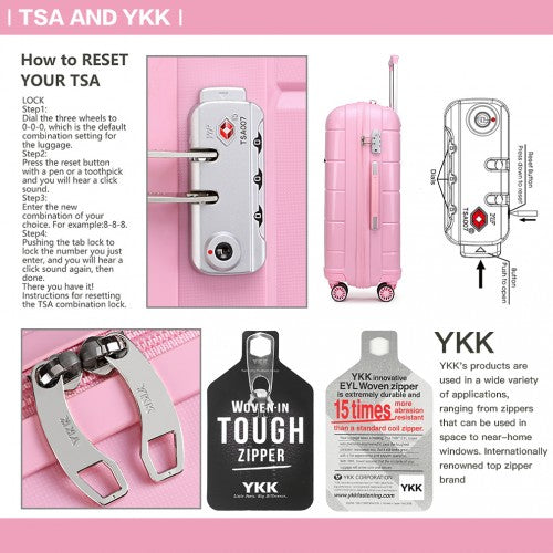 K1997L - KONO 24 INCH HARD SHELL PP SUITCASE - PINK | Neil's Luggage Store