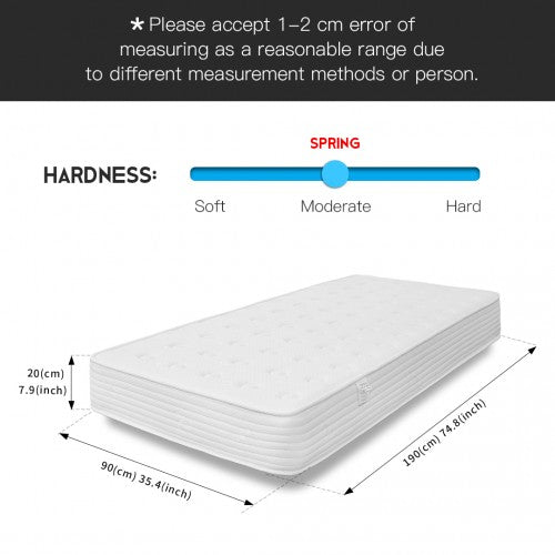 MTS002 - Good Nite Premium Single Memory Foam Quilted Spring Mattress - Medium Firmness Breathable Fabric Mattress - 90×190×20cm | Neil's Luggage Store