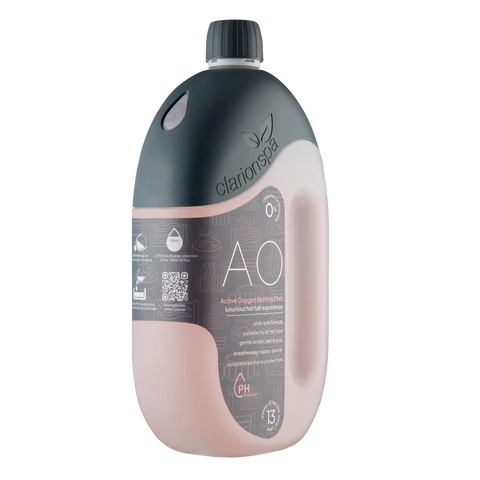 Clarionspa Active Oxygen Bathing Elixir bottle for chlorine-free water care and soft bathing experience