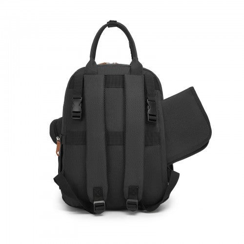 BCK2615 - Kono 3-in-1 Mummy Nappy Backpack Set with Changing Mat & Insulated Pacifier Pouch - Black by LuluBags