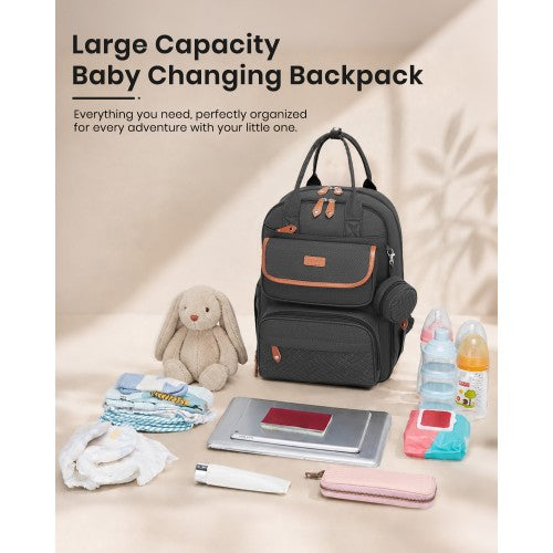BCK2615 - Kono 3-in-1 Mummy Nappy Backpack Set with Changing Mat & Insulated Pacifier Pouch - Grey by LuluBags