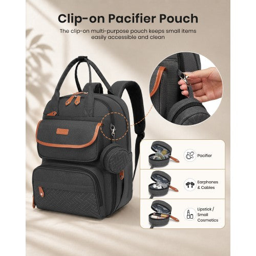 BCK2615 - Kono 3-in-1 Mummy Nappy Backpack Set with Changing Mat & Insulated Pacifier Pouch - Grey by LuluBags
