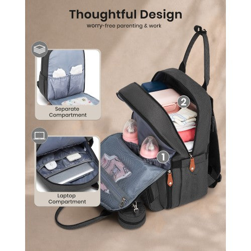 BCK2615 - Kono 3-in-1 Mummy Nappy Backpack Set with Changing Mat & Insulated Pacifier Pouch - Grey by LuluBags