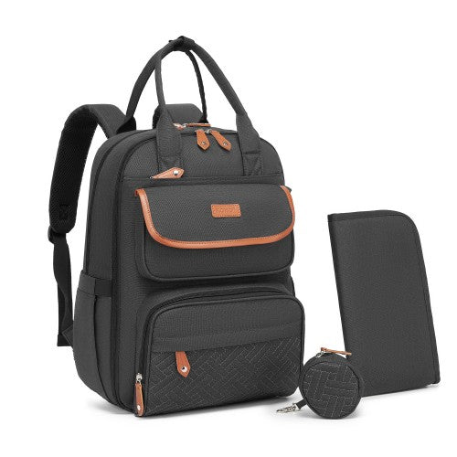 BCK2615 - Kono 3-in-1 Mummy Nappy Backpack Set with Changing Mat & Insulated Pacifier Pouch - Grey by LuluBags