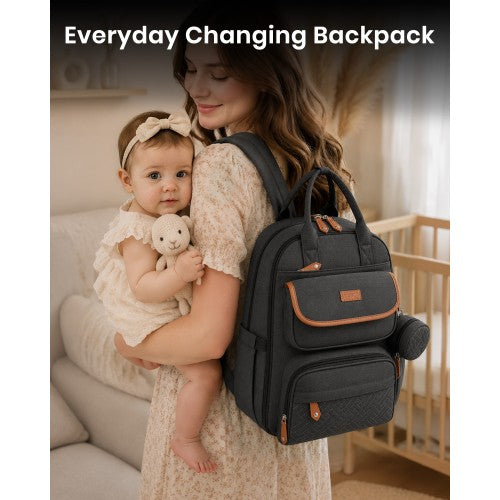 BCK2615 - Kono 3-in-1 Mummy Nappy Backpack Set with Changing Mat & Insulated Pacifier Pouch - Grey by LuluBags