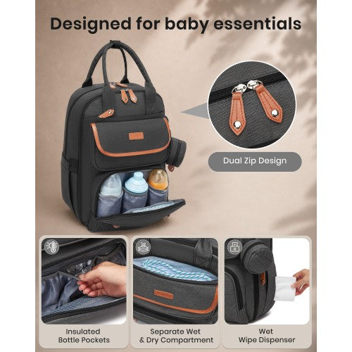 BCK2615 - Kono 3-in-1 Mummy Nappy Backpack Set with Changing Mat & Insulated Pacifier Pouch - Grey by LuluBags
