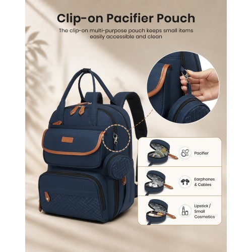 BCK2615 - Kono 3-in-1 Mummy Nappy Backpack Set with Changing Mat & Insulated Pacifier Pouch - Navy by LuluBags