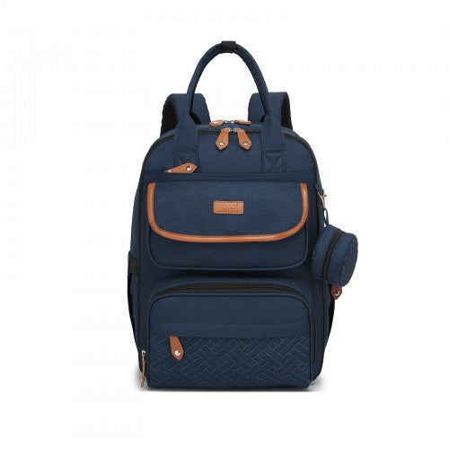 BCK2615 - Kono 3-in-1 Mummy Nappy Backpack Set with Changing Mat & Insulated Pacifier Pouch - Navy by LuluBags