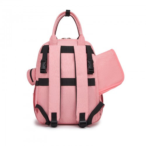 BCK2615 - Kono 3-in-1 Mummy Nappy Backpack Set with Changing Mat & Insulated Pacifier Pouch - Pink by LuluBags