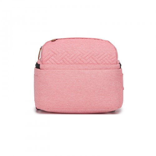 BCK2615 - Kono 3-in-1 Mummy Nappy Backpack Set with Changing Mat & Insulated Pacifier Pouch - Pink by LuluBags