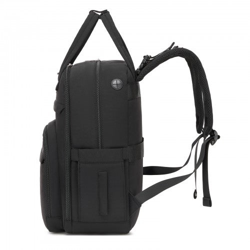 BCK2623 - Kono 2-in-1 Nappy Changing Backpack Set, Large Capacity Diaper Bag With Changing Mat - Black by LuluBags