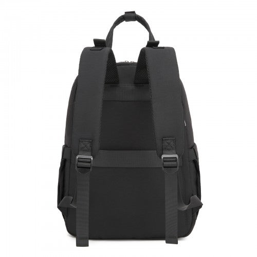 BCK2623 - Kono 2-in-1 Nappy Changing Backpack Set, Large Capacity Diaper Bag With Changing Mat - Black by LuluBags