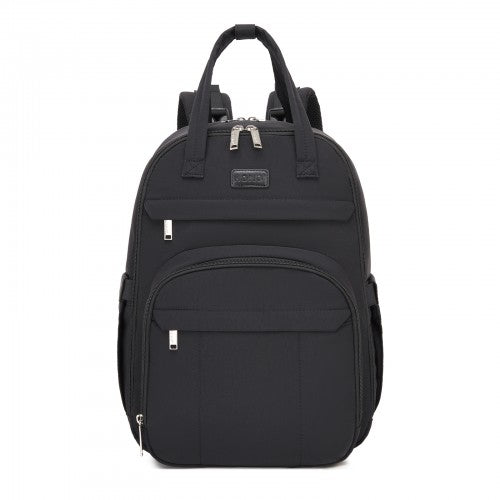 BCK2623 - Kono 2-in-1 Nappy Changing Backpack Set, Large Capacity Diaper Bag With Changing Mat - Black by LuluBags