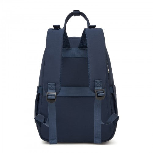 BCK2623 - Kono 2-in-1 Nappy Changing Backpack Set, Large Capacity Diaper Bag With Changing Mat - Navy And Beige by LuluBags