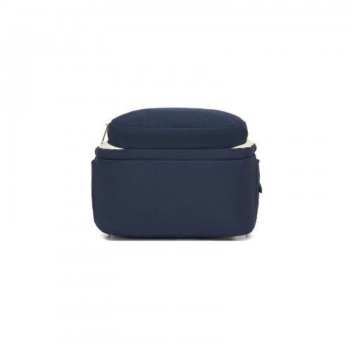 BCK2623 - Kono 2-in-1 Nappy Changing Backpack Set, Large Capacity Diaper Bag With Changing Mat - Navy And Beige by LuluBags