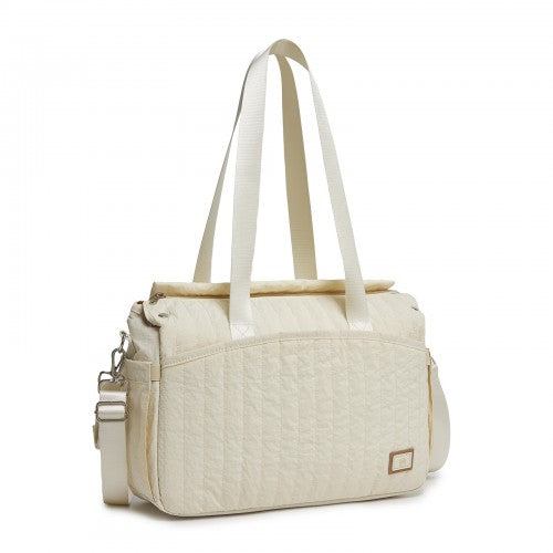 BCM2517 - Miss Lulu Stylish and Spacious Maternity Diaper Bag with Insulated Baby Bottle Pockets,Wet-Dry Separation,Stroller Strap - Beige | Neil's Luggage Store