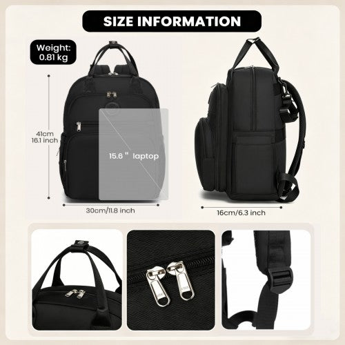 Miss Lulu Baby Changing Backpack Insulated Bottle Holders Stroller Clips Black | Neil's Luggage Store