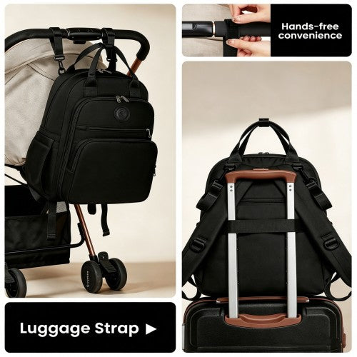 Miss Lulu Baby Changing Backpack Insulated Bottle Holders Stroller Clips Black | Neil's Luggage Store