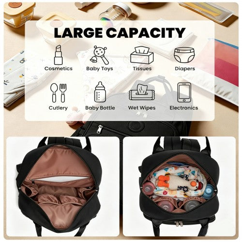 Miss Lulu Baby Changing Backpack Insulated Bottle Holders Stroller Clips Black | Neil's Luggage Store