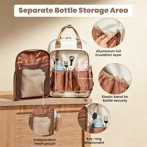 Miss Lulu Multifunctional Baby Changing Backpack Insulated Bottle Holders Khaki | Neil's Luggage Store