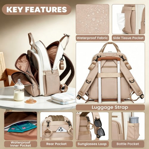 Miss Lulu Multifunctional Baby Changing Backpack Insulated Bottle Holders Khaki | Neil's Luggage Store