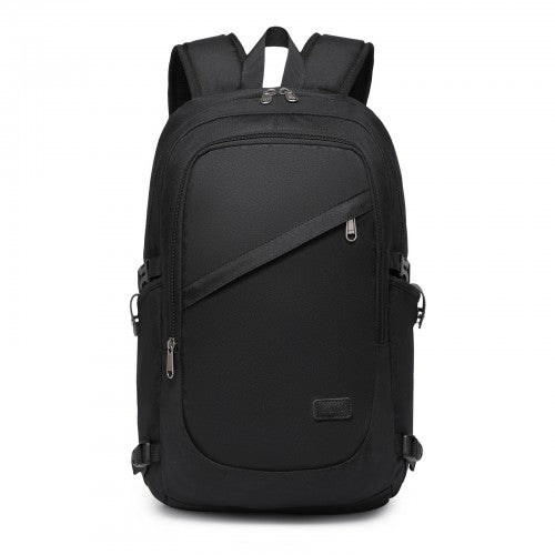 Kono Minimalist Tech Backpack with USB & Type-C Port and Laptop Compartment - Black