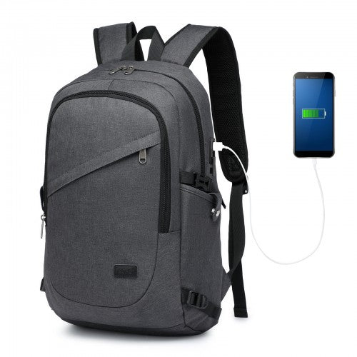 BPK2426 - Kono Minimalist Design Tech Backpack with USB & Type-C Port and Laptop Compartment - Dark Grey | Neil's Luggage Store