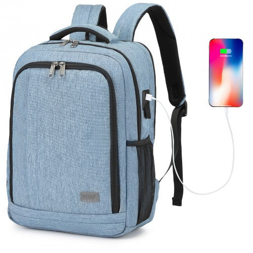 BPK2442 - Kono Commuter Laptop Backpack with USB & Type-C Port, Anti-Theft Pocket, Organised Storage - Blue - Neils Luggage Store