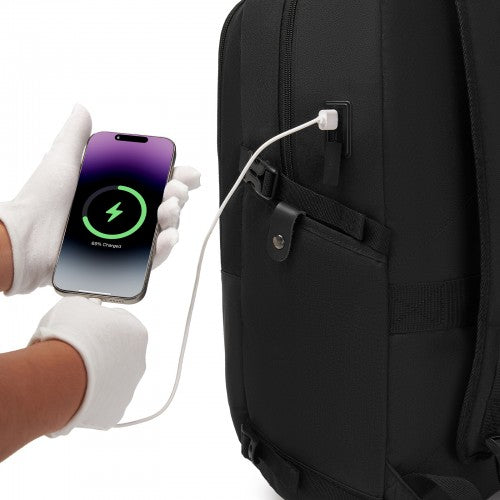 BPK2501 - Kono Modern Urban Style Laptop Backpack – School & Commuter Rucksack with USB & Type-C Charging Port - Black | Neil's Luggage Store