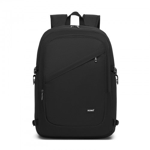 BPK2501 - Kono Modern Urban Style Laptop Backpack – School & Commuter Rucksack with USB & Type-C Charging Port - Black | Neil's Luggage Store