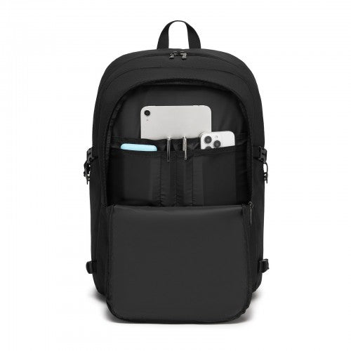 BPK2501 - Kono Modern Urban Style Laptop Backpack – School & Commuter Rucksack with USB & Type-C Charging Port - Black | Neil's Luggage Store