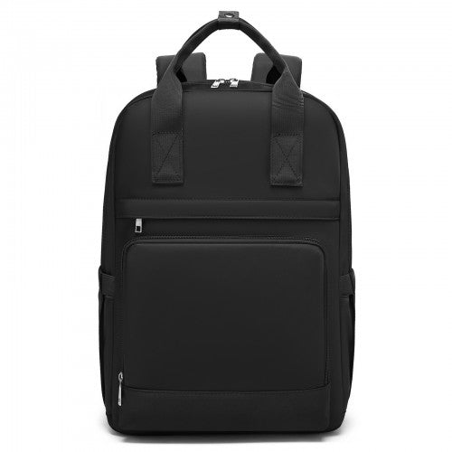 Kono Casual Contemporary Backpack with Laptop Sleeve & Padded Straps - Black