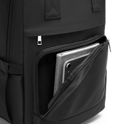 Kono Casual Contemporary Backpack with Laptop Sleeve & Padded Straps - Black