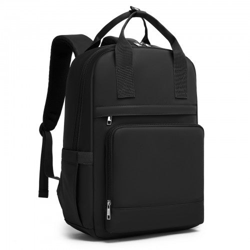 Kono Casual Contemporary Backpack with Laptop Sleeve & Padded Straps - Black